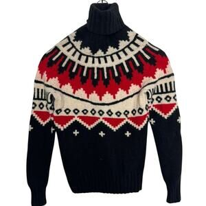 Ralph Lauren blue label Sweater M fits xs Black Red Nordic 
Ski Hand Knit